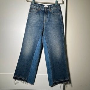 CLOSED Denim Two Tone Wide Leg C91404 The Glow Jeans Made in Italy Size 25